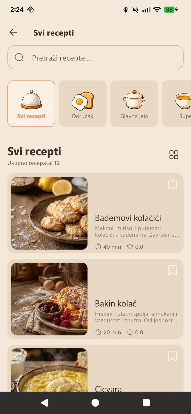 Pregled svih recepata s pretragom