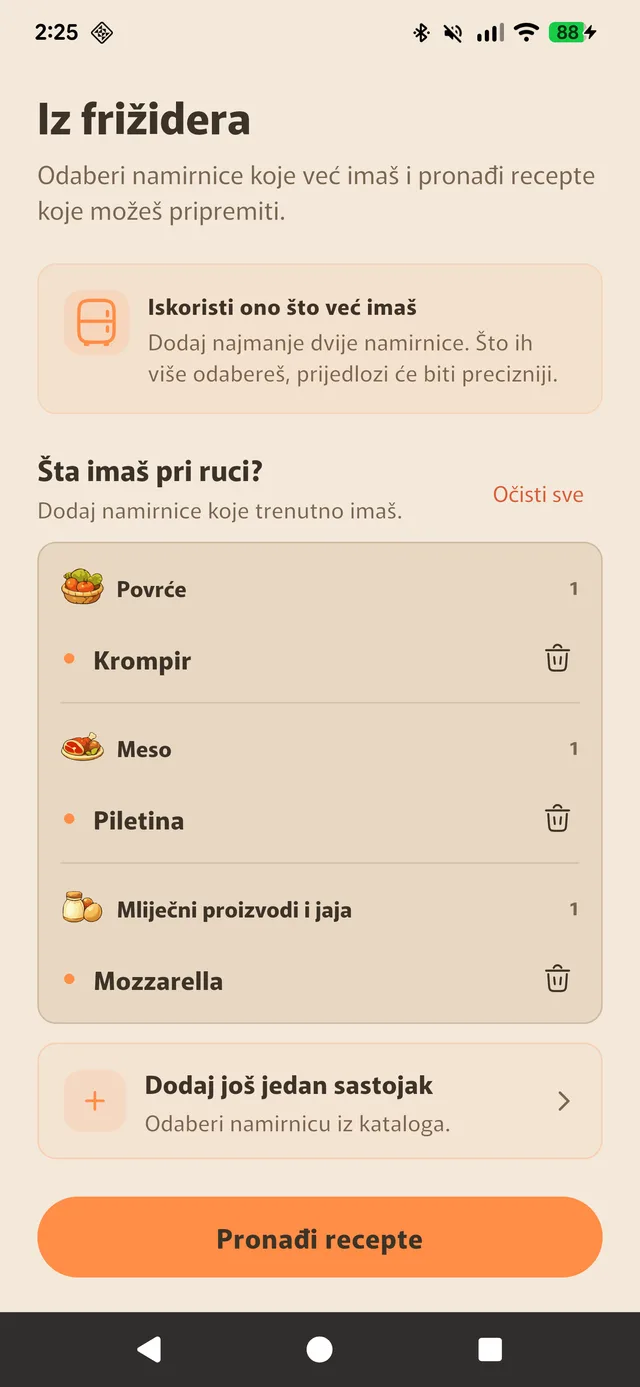 Recepti na osnovu sastojaka iz frižidera